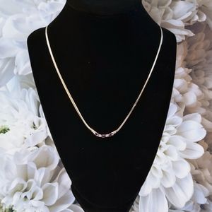 Sterling Silver Necklace w/Purple & White Cubic Zirconia Stones